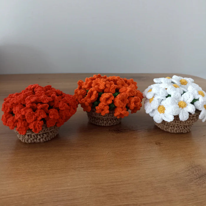 Çiçek Buketi Örgü Bardak Altlığı Seti - El Örgüsü Buketler