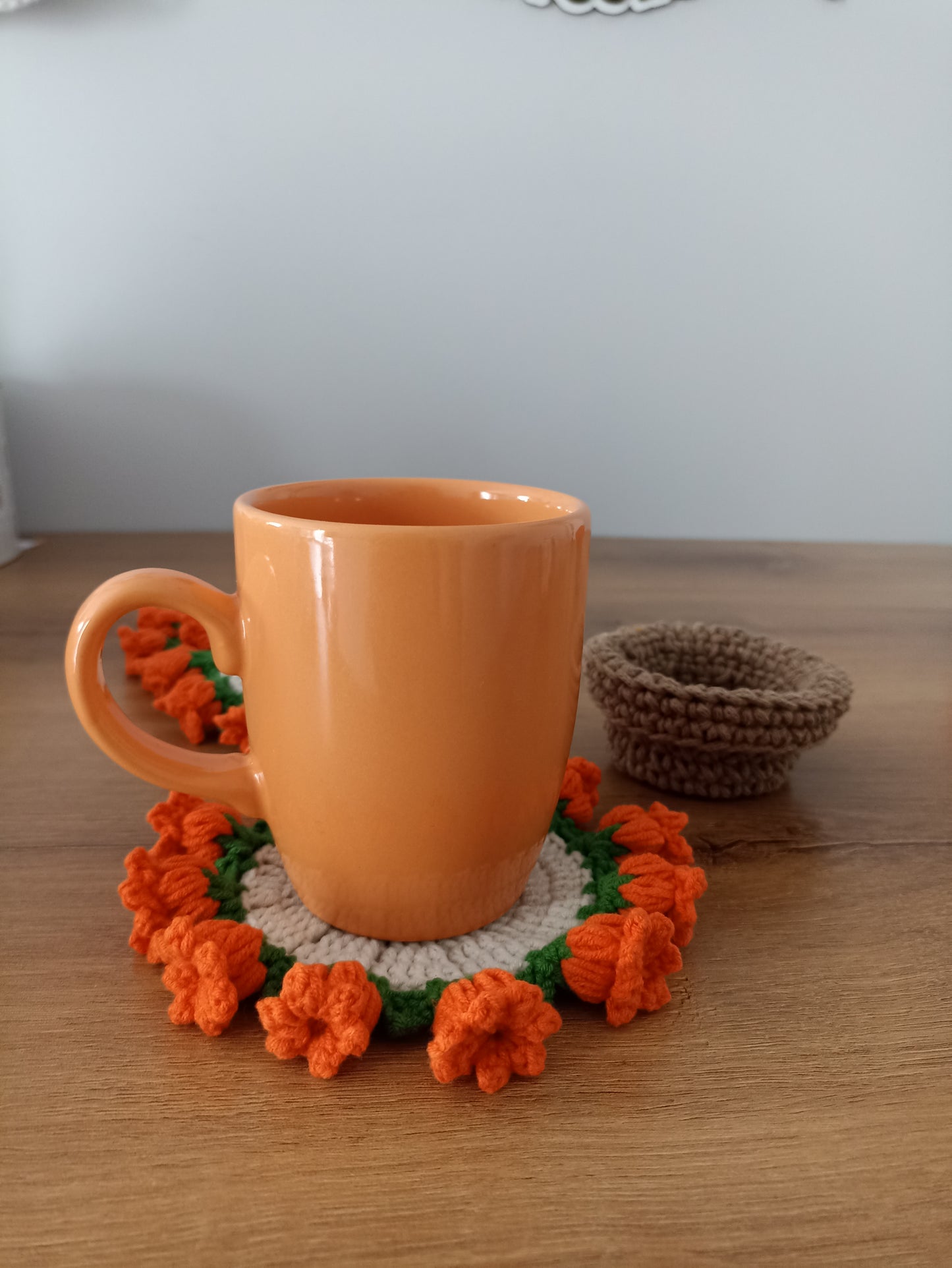 Çiçek Buketi Örgü Bardak Altlığı Seti - El Örgüsü Buketler