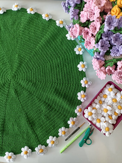 El Yapımı Puf Papatya Buket Battaniye